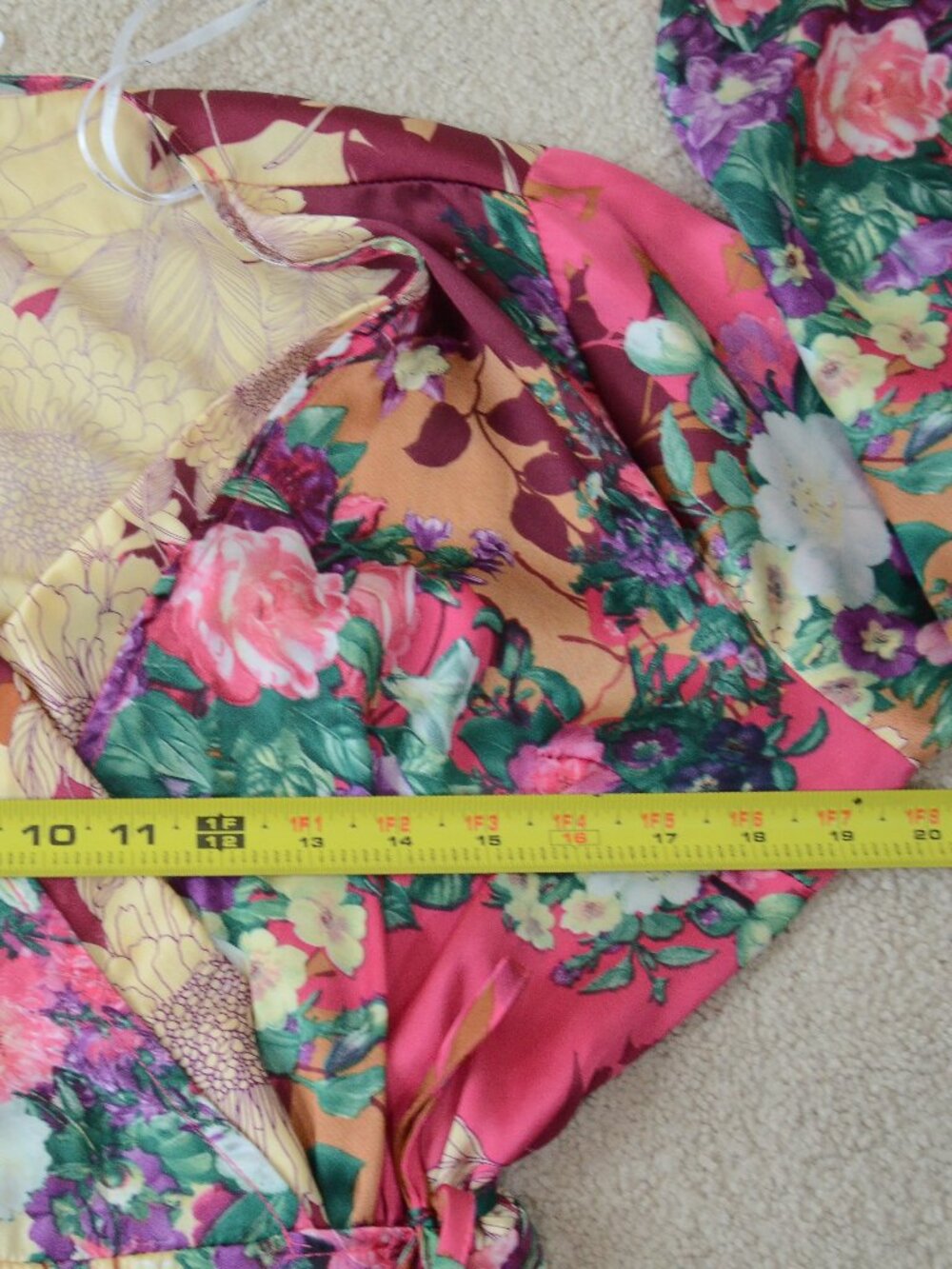 Lulus Floral Wrap Maxi Dress Boho Cottagecore Long Sleeve Wedding Guest Size L - Picture 8 of 8